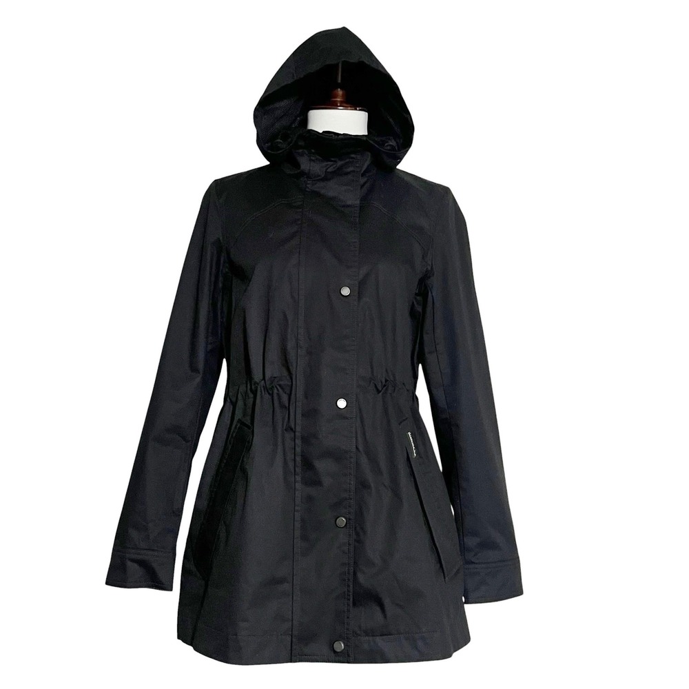 Hunter Womens Black Cotton Coat Hooded Rain Jacket Size S - Picture 3 of 12